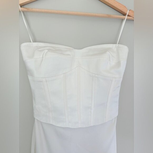 NEW Reformation Ariyah Corset Satin Maxi Dress Ivory Bridal | US 0 UK 4 - Picture 11 of 13
